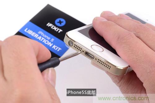 土豪金iPhone 5S拆解：內(nèi)部結(jié)構(gòu)升級，維修難度增加