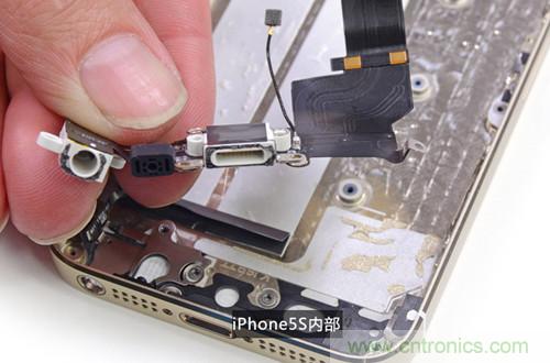 土豪金iPhone 5S拆解：內(nèi)部結(jié)構(gòu)升級，維修難度增加