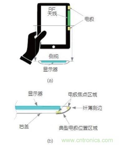 (a)側(cè)剖視圖描述；(b)電極焦點(diǎn)區(qū)域描述