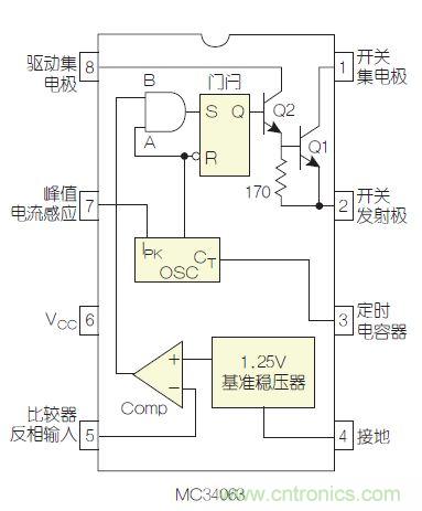 圖2：MC34063是該電路核心。