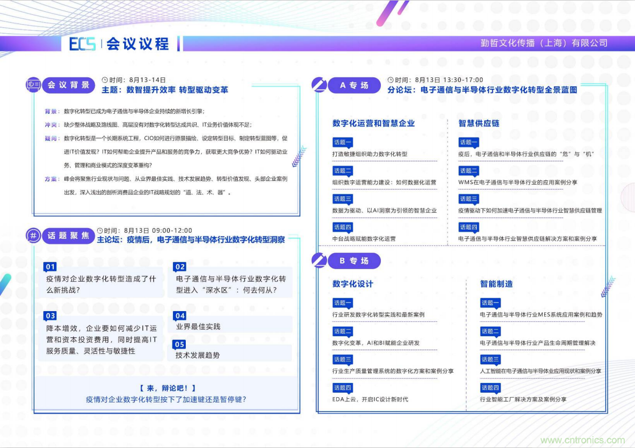 ECS 2020|第二屆中國電子通信與半導(dǎo)體CIO峰會(huì)正式啟動(dòng)！